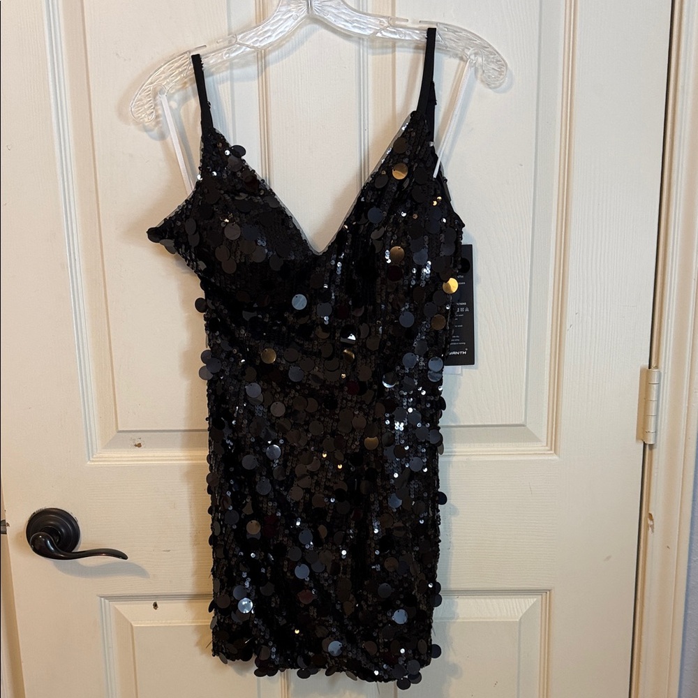Elegant Black Sequin Mini Dress